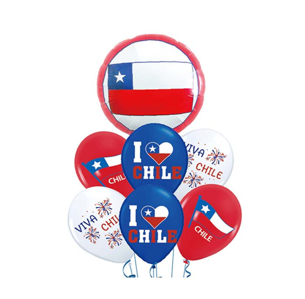 SET DE GLOBOS LATEX BANDERA CHILENA 7PCS