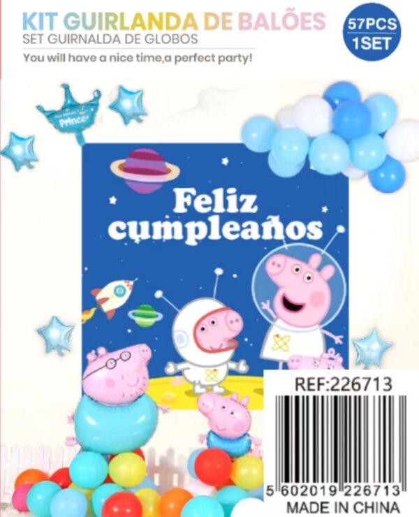 SET ARCO GLOBOS PEPPA PIG 57PCS