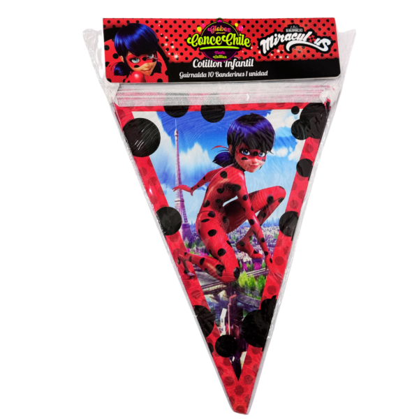 Guirnalda 10 Banderines LADY BUG MIRACULOUS 1UNI