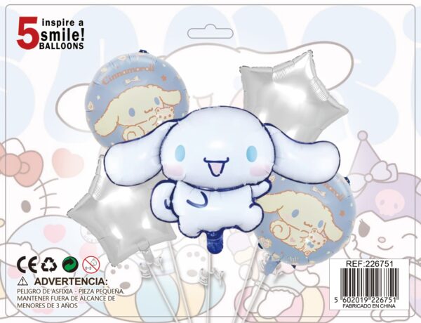 SET GLOBOS METALICOS CINNAMOROLL 5PCS