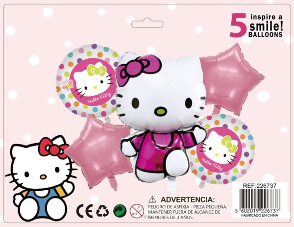 SET GLOBOS METALICOS HELLO KITTY 5PCS