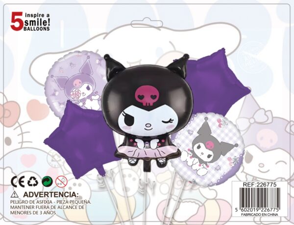 SET GLOBOS METALICOS KUROMI 5PCS