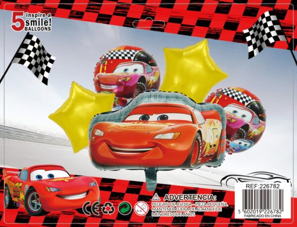 SET GLOBOS METALICOS CARS 5PCS