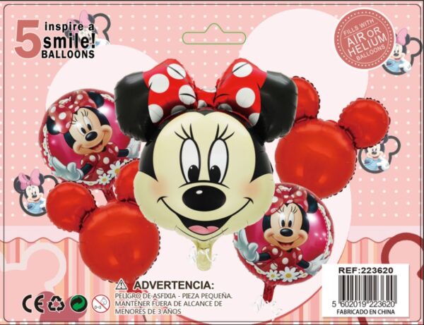 SET GLOBOS METALICOS MINNIE 5PCS