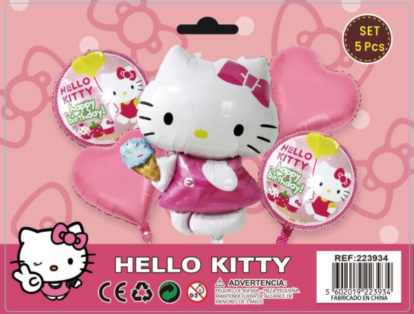 SET GLOBOS METALICOS HELLO KITTY 5PCS