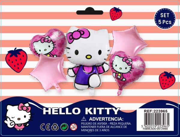 SET GLOBOS METALICOS HELLO KITTY 5PCS