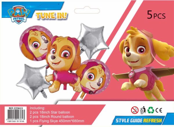 SET GLOBOS METALICOS PAW PATROL 5PCS