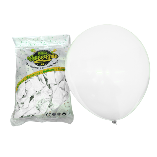 GLOBO LATEX R12 100UNI COLOR BLANCO