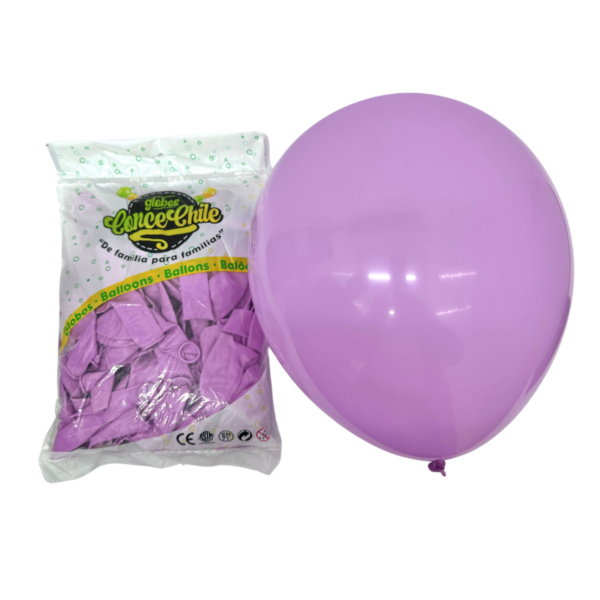 GLOBO LATEX R12 100UNI COLOR MORADO PASTEL