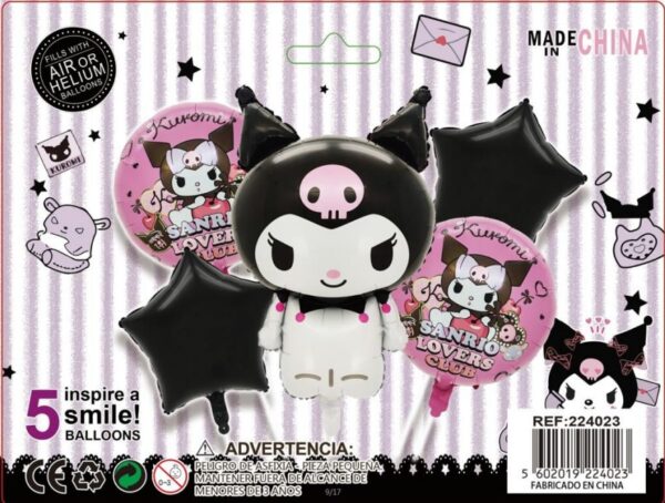 SET GLOBOS METALICOS KUROMI 5PCS