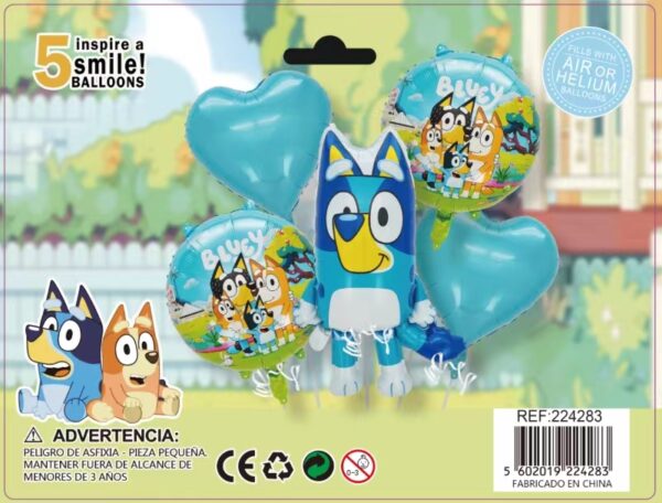 SET GLOBOS METALICOS BLUEY 5PCS