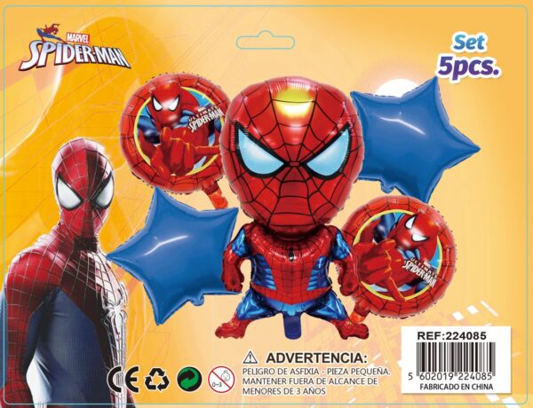 SET GLOBOS METALICOS SPIDERMAN 5PCS