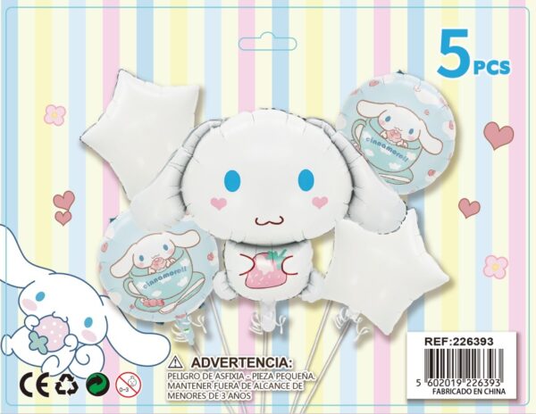 SET GLOBOS METALICOS CINNAMOROLL 5PCS