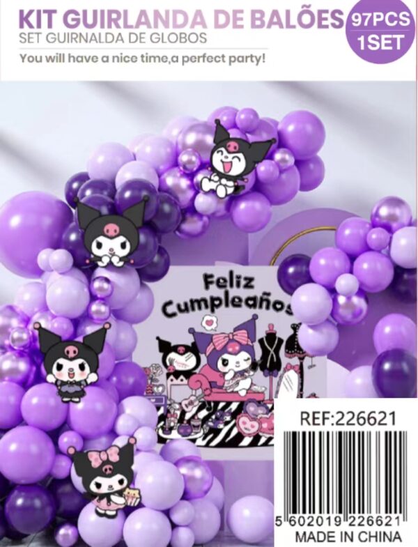 SET ARCO GLOBOS KUROMI 97PCS