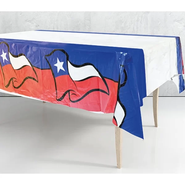 MANTEL PLASTICO BANDERA CHILENA 108X180CM