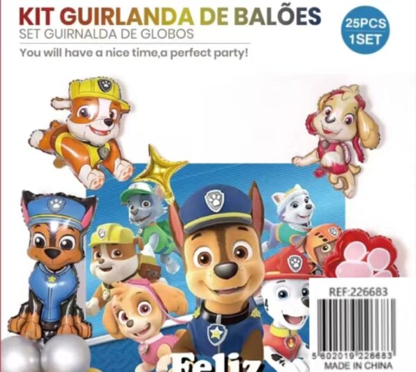 SET GLOBOS PAW PATROL 25PCS + PENDON