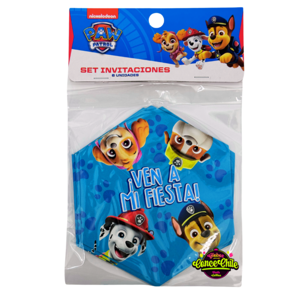 Set 6 invitaciones paw patrol bp