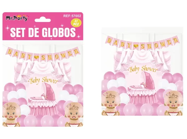 SET DE GLOBOS BABY SHOWER NIÑA 31 PCS