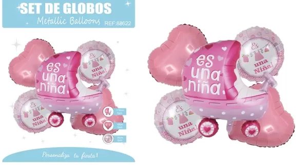 SET GLOBO METALICOS ES UNA NIÑA 5UNI