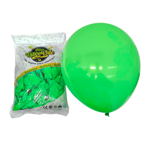 GLOBO LATEX R12 100UNI COLOR VERDE ESTANDAR