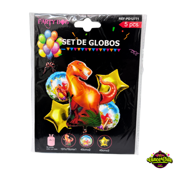 SET GLOBOS DINOSAURIO 5PCS