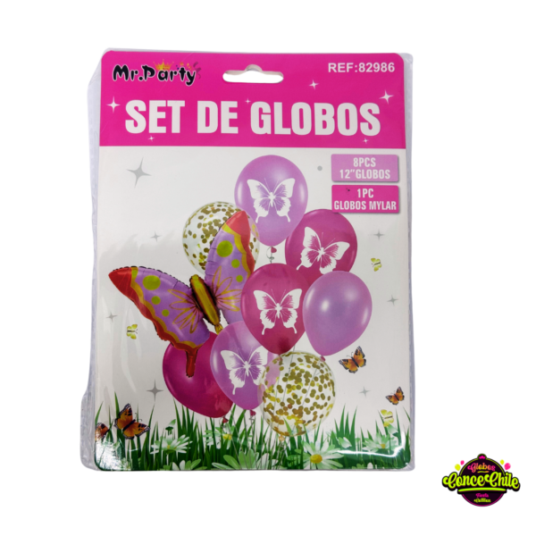 SET GLOBOS MARIPOSA 9PCS