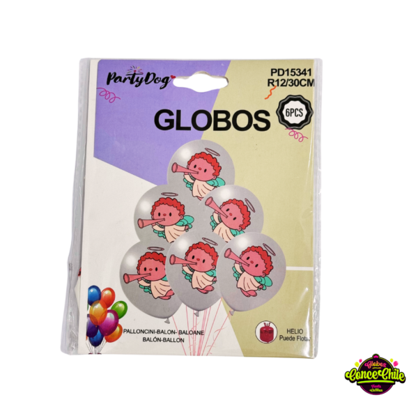 SET GLOBOS ANGEL 6PCS