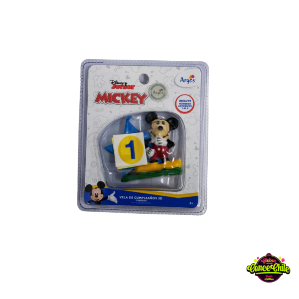 VELA MICKEY INCLUYE NUMEROS ADHESIVOS DEL 1 AL 5