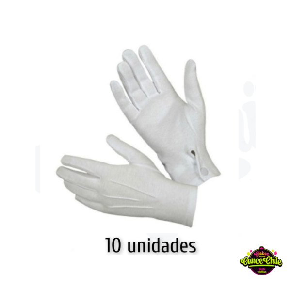 GUANTE BLANCO GRANDE CON BROCHES 10 UNI