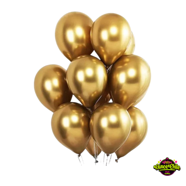 GLOBOS LATEX CROMADOS DORADOS R10 25CM 25UNI