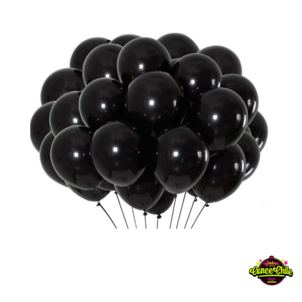 GLOBO LATEX LISO NEGRO R10 25CM 50UNI