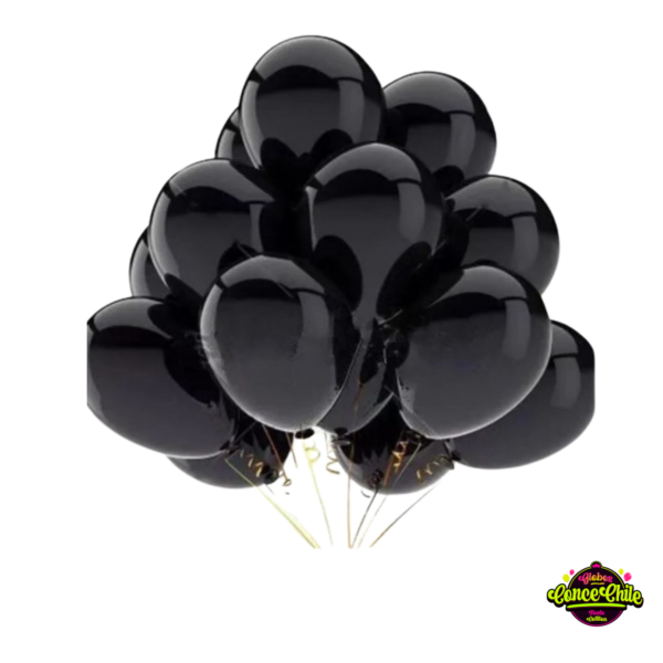 GLOBOS LATEX LISO NEGRO R10 25CM 25UNI