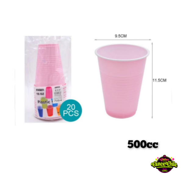 PACK VASOS CARRETEROS ROSADOS 20UNI